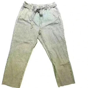 Garage Jeans Juniors Sz 13 Paperbag Waist Straight Blue Lt Wash Belted High Rise